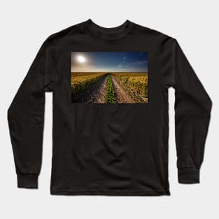 Rural road through wheat field Long Sleeve T-Shirt